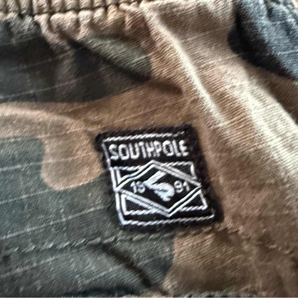Mens Y2K SOUTHPOLE Midrise Drawstring Camo Shorts 2XL 100% Cotton - Picture 6 of 6